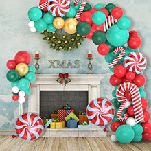 Load image into Gallery viewer, Christmas Balloon Garland Arch kit, 103 Pcs Xmas Red Green Gold Confetti Balloons with Candy Cane Balloons for Christmas New Year Party Deco Wintertime Holiday