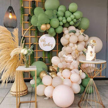 Load image into Gallery viewer, Sage Green Balloon Garland Kit - 125Pcs Eucalyptus Garland, Retro Olive Green, Peach White and Gold Latex Balloons Arch Kit for Wedding Birthday, Baby & Bridal Shower Decorations