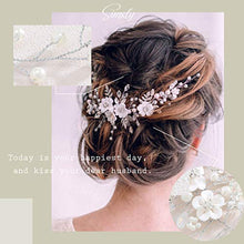 Load image into Gallery viewer, Simsly Bride Hair Wedding Hair Vines, Crystal Headpieces Flower Headband Bridal Hair Pieces, Pearl Hair Accessories for Women and Girls Hair Styling Accessories(Silver)