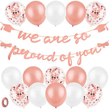Load image into Gallery viewer, ADXCO Graduation Decorations 2022 Banner Kit Including Banners with We Are so Proud of You 15 Latex Sequined Balloons for School Graduation Party Decoration Supplies Accessories (Rose Gold)