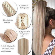 Load image into Gallery viewer, 21 Inch Long Claw Clip in Ponytail Synthetic Natural Straight Thick Hair Extensions Pony Tail for Women with a jaw Claw Light Brown
