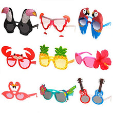 Load image into Gallery viewer, Luau Party Sunglasses - 9 Pairs Funny Hawaiian Glasses, Tropical Fancy Dress Favors, Fun Summer Party Photo Booth Props, Novelty Party Supplies Decoration