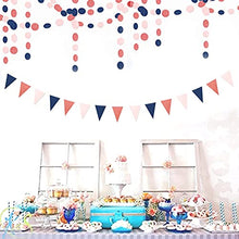 Load image into Gallery viewer, Navy Blue Pink Rose Gold Paper Pennant Banner,2 Pack Glitter Sprinkles Glitter Triangle Flags, Birthday Graduation Gender Reveal Wedding Baby Shower Party Decoration Bunting Lasting Surprise