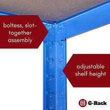 Load image into Gallery viewer, Garage Shelving Units: 150cm x 75cm x 30cm | Heavy Duty Racking Shelves for Storage - 4 Bay, Blue 5 Tier (175KG Per Shelf), 875KG Capacity | For Workshop, Shed, Office | 5 Year Warranty