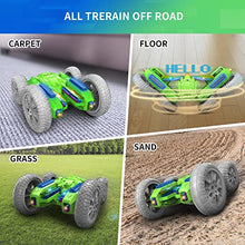 Load image into Gallery viewer, DEERC Remote Control Car for Boys, Tornado RC Stunt Car with LED Light Words 4 Demo Modes, Double Sided 360°Rotating with 2 Powerful Motors, 2.4GHZ Shockproof Off RC Crawler