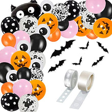 Load image into Gallery viewer, Halloween Balloons Arch Garland Kit 90Pcs Halloween Theme Balloons with Bats Black and Orange Latex Balloons Agate Balloons and Balloon Arch Kit for Halloween Party Indoor Outdoor Decorations