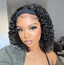 Load image into Gallery viewer, Headband Wig for Black Human Hair, Deep Wave Wig Human Hair Natural Color, Virgin Human Hair for Women.