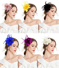Load image into Gallery viewer, Z&X Women's Sinamay Fascinator Headband Clip Mesh Flower Feather Cocktail Pillbox Hat, D- Nude Pink, One Size