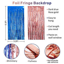 Load image into Gallery viewer, Lopeastar Gender Reveal Balloon Arch Decoration - 52 Balloons Navy Blue and Rose Gold tinsel Foil Fringe Curtains Backdrop, Boy or Girl Baby Reveal Party Supplies