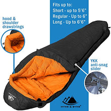 Load image into Gallery viewer, Hyke & Byke Eolus -10 Degree C 800 Fill Power Hydrophobic Goose Down Sleeping Bag with ClusterLoft Base - Ultra Lightweight 3 Season Mens and Womens Mummy Bag Designed for Backpacking