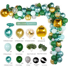 Load image into Gallery viewer, Jungle Safari Theme Party Supplies, 167Pcs Jungle Party Balloon Garland Kit with Palm Leaves, Green Balloons Arch Kit for Kids Boys Girls Birthday Party, Baby Shower, Safari Party Decorations Backdorp