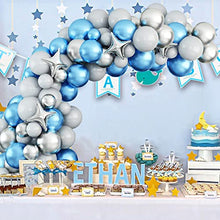 Load image into Gallery viewer, Balloons Arch Garland Kit, Metal Blue Grey Balloon Garland Kit Balloon Arch, Latex Party Balloons with Metal Silver Star Balloon for Birthday Baby Shower Graduation Wedding Party Decorations Supplies