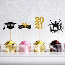 Load image into Gallery viewer, Giiffu 80PCS 2022 Graduation Cupcake Toppers Glitter Class of 2022 10 Styles Cupcake Picks for Graduation Party Toppers Cake Decorations Congrats Grad