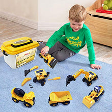 Load image into Gallery viewer, Vanplay Take-Apart Construction Vehicles Excavators Truck Toy with Storage Box, 6 in 1 DIY Building Educational Gift Toys for Boys Girls Age 3 4 5