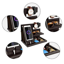 Load image into Gallery viewer, Gifts for Men Fathers Day Presents for Dad Birthday Gifts for Him Mens Bedside Organiser for Him Wooden Docking Station for Men Bedside Gadgets for Dad Grandad Gifts Bedside Table Organiser(Black)