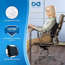 Load image into Gallery viewer, Everlasting Comfort Lumbar Support Pillow for Office Desk Chair - Memory Foam Back Cushion (Black)
