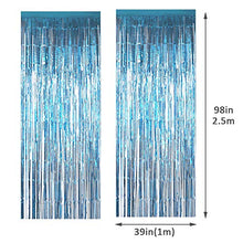Load image into Gallery viewer, Metallic Tinsel Curtains/Foil Curtain/Streamers Backdrop Fringe Curtains for Birthday Wedding Party,DIY Photo Booth Decorations, Door Window Backdrop Background Photo Props(1x2.5m) (Light Blue)