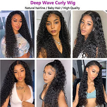 Load image into Gallery viewer, Brazillian Deep Wave Frontal Wig Transparent Lace Front Human Hair Wigs 13X4 Lace Frontal Deep Curly 4X4 Closure Wig 4 X 4 32inch 180%