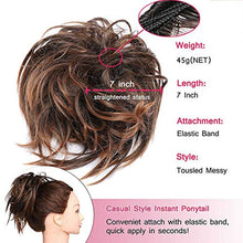 Load image into Gallery viewer, Tousled Updo Messy Bun Hair Piece Scrunchies Wavy Bun Extensions Rubber Band Elastic Scrunchie Chignon Instant Ponytail Hairpiece for Women Medium Brown