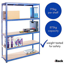 Load image into Gallery viewer, Garage Shelving Units: 180cm x 120cm x 40cm | Heavy Duty Racking Shelves for Storage - 1 Bay, Blue 5 Tier (175KG Per Shelf), 875KG Capacity | For Workshop, Shed, Office | 5 Year Warranty