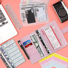 Load image into Gallery viewer, Mlife Ring Binder Set - 28pcs Leather Notebook Budget Binder with Clear Cash Envelopes,Budget Sheets and Label Stickers,Cash Organizer Money Saving Binder for Travel and Diary Pink