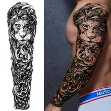 Load image into Gallery viewer, Extra Large waterproof Temporary Tattoos 8 Sheets Full Arm Fake Tattoos and 8 Sheets Half Arm Tattoo Stickers for Men and Women (58x18CM)…