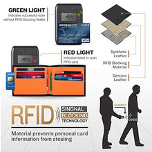 Load image into Gallery viewer, TEEHON® Wallets Mens Slim Genuine Leather RFID Blocking Wallet Mens with 11 Card Holder, 2 banknote compartments, Coin Pocket, ID Window, Minimalist Wallets for Men with Gift Box - Black and Orange