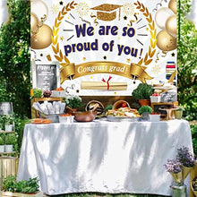 Load image into Gallery viewer, HOWAF Large Graduation Background Banner for Graduation Party Decoration 2022, We Are So Proud Of You Banner Fabric Class of 2022 Grad University High School Student Graduation Commencement Decoration
