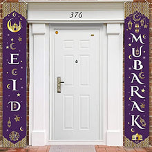 Load image into Gallery viewer, wukou Eid Mubarak Banner Decorations, Eid Mubarak Door Sign Banner Decoration, Fabric Ramadan Mubarak Sign for Ramadan Party Supplies