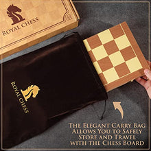 Load image into Gallery viewer, Magnetic Wooden Chess Set by Royal Chess - Handmade Folding Board for Travel - 4 Extra Queen Figures, Carry Bag & Game Instruction for Beginners