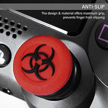 Load image into Gallery viewer, Playrealm FPS Thumbstick Extender & 3D Texture Rubber Silicone Grip Cover 2 Sets for PS5 Dualsenese & PS4 Controller (BioH Red)