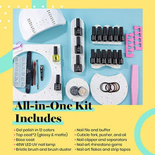 Load image into Gallery viewer, Beetles 12 Colors Gel Nail Polish Starter Kit with UV Light 48W LED Nail Lamp Cure Base Top Coat Gel Nude Gray Pink Blue Gel Polish Glitter Powder Nail Art Rhinestone Gems DIY Manicure Gift for Women