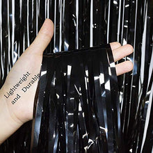 Load image into Gallery viewer, 3Pcs Black Metallic Tinsel Foil Fringe Curtains, 3.28ft x 6.56ft Black Photo Booth Backdrop Streamer Curtain,Photo Booth Props,Ideal Bachelorette Party Supplies,Birthday,Christmas,New Year Decorations