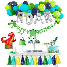 Load image into Gallery viewer, JW Passion Dinosaur Party Decorations Balloons Garland Kit with ROAR Foil Balloon and Little Dino Happy Birthday Banner for Boys 1 2 3 4 Birthday Party Baby Shower Decor