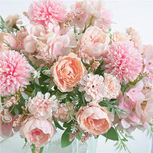 Load image into Gallery viewer, KIRIFLY Artificial Flowers, Fake Peony Silk Hydrangea Bouquet Decor Plastic Carnations Realistic Flower Arrangements Wedding Decoration Table Centerpieces 2 Packs (Light Pink)