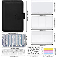 Load image into Gallery viewer, Mlife Ring Binder Set - 28pcs Leather Notebook Budget Binder with Clear Cash Envelopes,Budget Sheets and Label Stickers,Cash Organizer Money Saving Binder for Travel and Diary Black