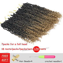 Load image into Gallery viewer, Beyond Beauty New Goddess Locs Crochet Hair 18 Inch 7 packs Pre Looped Curly Goddess Faux Locs Crochet Hair For Black Women Curly In Middle And Ends Synthetic Braiding Hair Extension(T27)