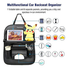 Load image into Gallery viewer, Tsumbay Car Organiser, Car Backseat Organiser with Foldable Tray Table, Car Storage Organiser with Tissue Box, Car Tidy Organiser with 8 Pockets for Parents Drivers - 1 Piece