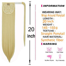 Load image into Gallery viewer, Straight Ponytail Extension 20 Inch Natural Long Ponytails Wrap Around Clip in Hair Piece Synthetic Hairpieces for Women