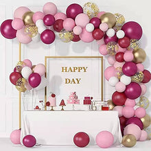 Load image into Gallery viewer, Balloon Garland Arch Kit,WINAROI 100 Pcs Burgundy Pink Metallic Latex Balloons Arch Kit with 16ft Tape Strip & Dot for Baby Shower Decorations, Wedding Birthday