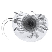 Load image into Gallery viewer, Feather Net Hat Women Wedding Hair Clip Ladies Flower Wedding Fascinator Bride Headwear Corsage Hair Band Brooch Girl Vintage Handmade Hairpin with Beads for Ball Banquet Cocktail Party Festival Cap