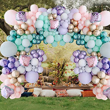Load image into Gallery viewer, Balloon Arch Kit for Girls, Mermaid Theme Balloon Garland Kit Mermaid Tail Pastel Pink Purple Green Metallic Latex Balloons Party Balloons for Birthday Baby Shower Under the Sea Party Supplies