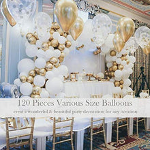 Load image into Gallery viewer, White Balloon Arch Kit - 125 PCS 5M Balloon Garland Kit with Gold White Balloon Confetti Metallic Balloons for Valentine 2021 New Year, Christmas, Baby Shower Birthday Hen Party Background Decoration