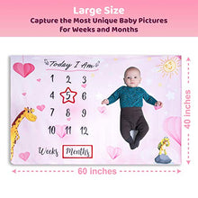 Load image into Gallery viewer, Baby Monthly Milestone Blanket For Boy and Girl - Unisex Month & Year Photo Background Blanket for Newborns, Toddlers and Infants - Photography Memory Blanket & Shower Gift for New Moms - Pink