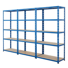 Load image into Gallery viewer, BiGDUG 3x Bay Garage Shelving Heavy Duty Steel Shed Storage Shelving Kit, 179cm x 90 cm, 200kg capacity Per Shelf With Free Mallet Blue Workshop Factory (179 x 90 x 45)