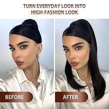 Load image into Gallery viewer, FESHFEN Ponytail Extension 18" Wrap Around Hair Ponytails Long Straight Ponytail Hair Extensions Synthetic Clip in Pony Tail Extensions Darkest Brown Hairpiece for Women Girl