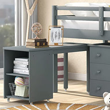 Load image into Gallery viewer, Cabin Bed Mid Sleeper Beds for Kids Bed with Stairs & Pull Out Desk & Chest Drawers & Storage Shelves Childrens Bed Loft Bed Single Wooden Bunk Beds Fits for 190x90cm Mattress (Not Included) (Grey)