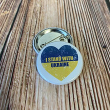 Load image into Gallery viewer, stika.co I Stand with Ukraine Badge, Pin Button Badge, United against war, 38mm, Button Chest Pin Badge (5)
