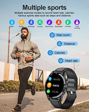 Load image into Gallery viewer, LIGE Smart Watch Make Answer Call, Voice Chat Fitness Tracker with Smart Notifications Heart Rate Monitor, Waterproof Smartwatch for Men Compatible with Android iOS Phones, Black Leather