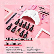 Load image into Gallery viewer, Beetles Gel Nail Polishes Starter Kit, 6 Colors Nail Salon Set with 48W Nail Lamp, Gray Nude Pink Gel Nail Polish Starter Kit with Base Top Coat Nail Gel Polish Nail Art Manucure DIY at home
